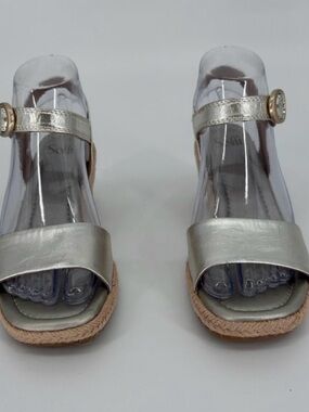 Sofft Silver Espadrille Wedge Sandals